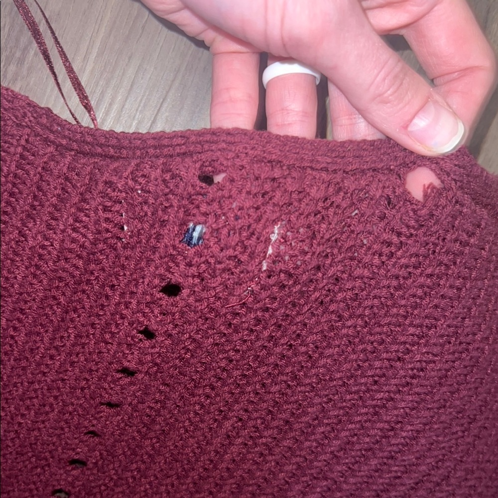 Hollister Women's Burgundy Cardigan with Front Pockets - Picture 10 of 11